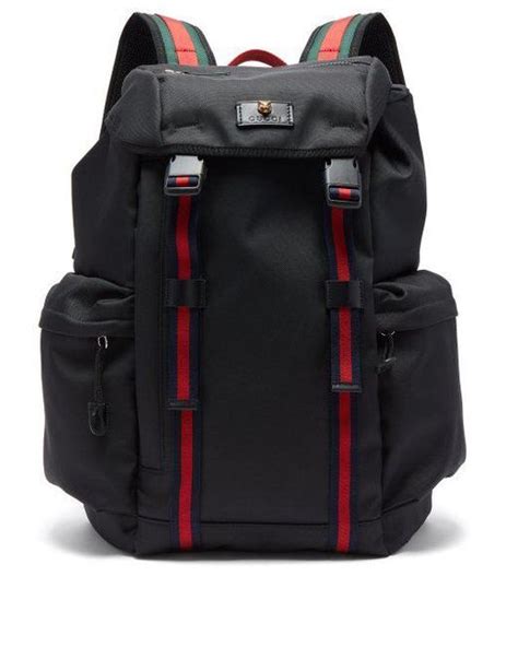 gucci web logo stripe backpack|Gucci Black Web Stripe Canvas Backpack Black .